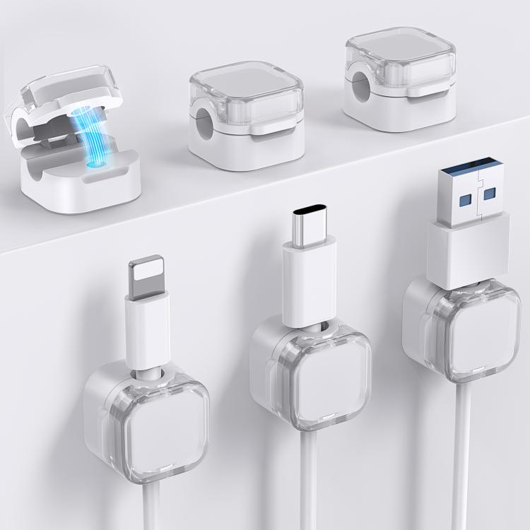 AhaStyle WG159 6 piezas Organizador magnético de cables para escritorio Clip de plástico para cables