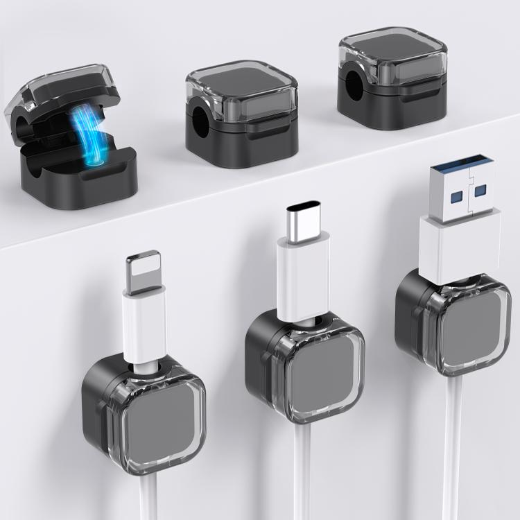 AhaStyle WG159 6 piezas Organizador magnético de cables para escritorio Clip de plástico para cables
