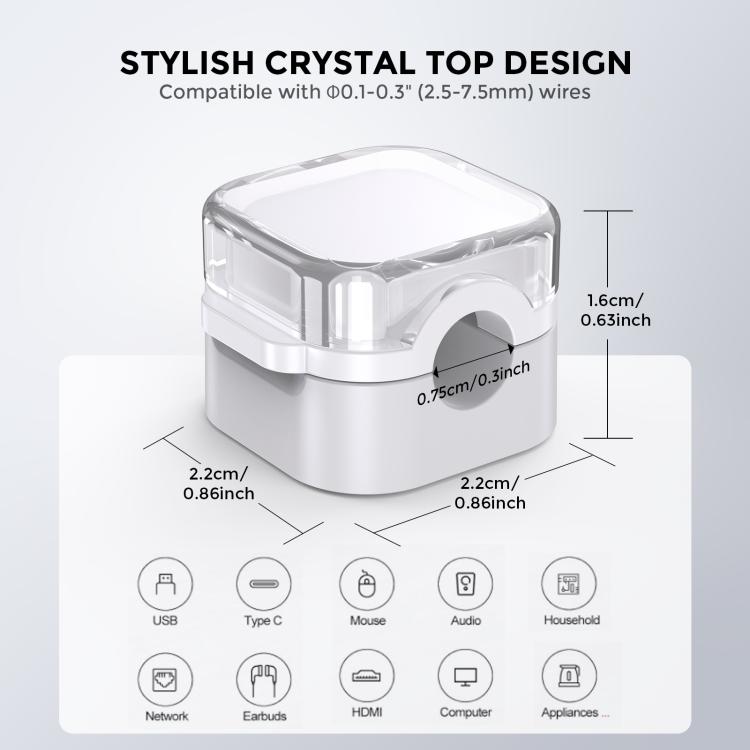 AhaStyle WG159 6 piezas Organizador magnético de cables para escritorio Clip de plástico para cables