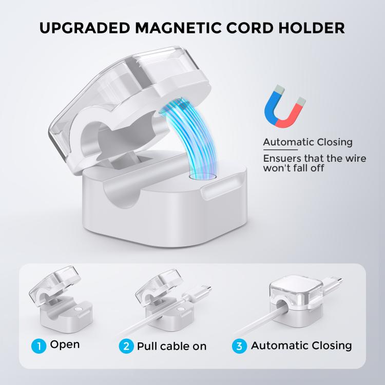 AhaStyle WG159 6 piezas Organizador magnético de cables para escritorio Clip de plástico para cables