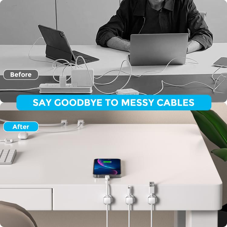 AhaStyle WG159 6 piezas Organizador magnético de cables para escritorio Clip de plástico para cables