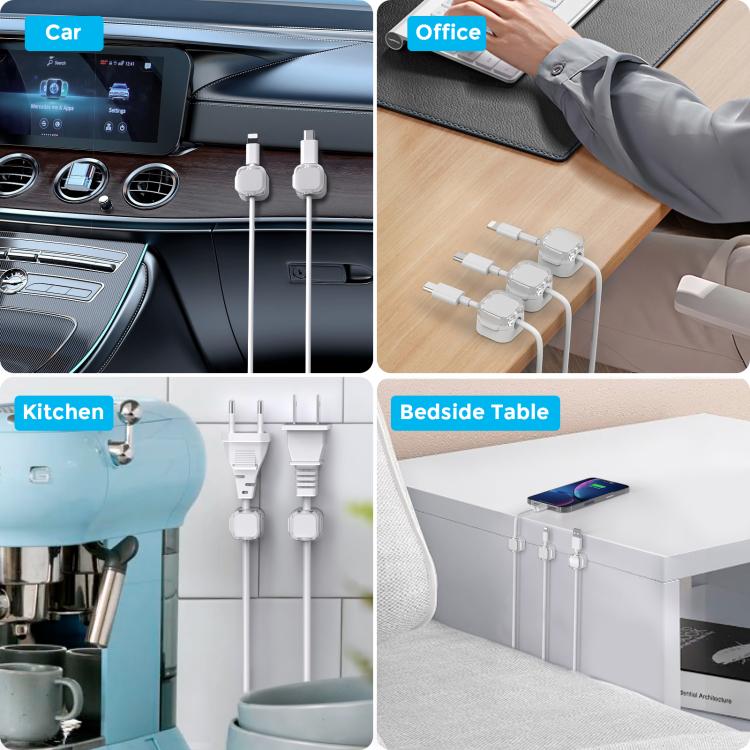 AhaStyle WG159 6 piezas Organizador magnético de cables para escritorio Clip de plástico para cables