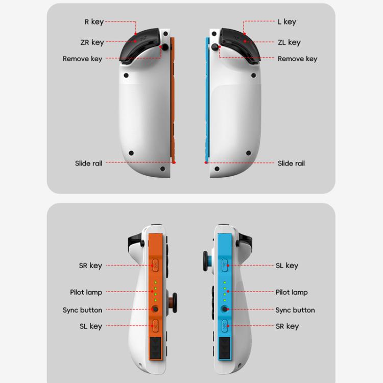 Para Nintendo Switch JOY-05 Controladores divididos Joysticks TMR con efecto Hall, movimiento de 6 ejes e iluminación RGB