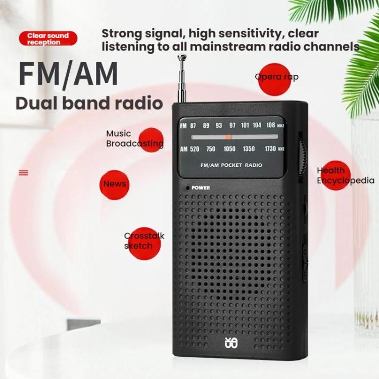 Reproductor de radio portátil de bolsillo con puntero y canales FM/AM de banda completa