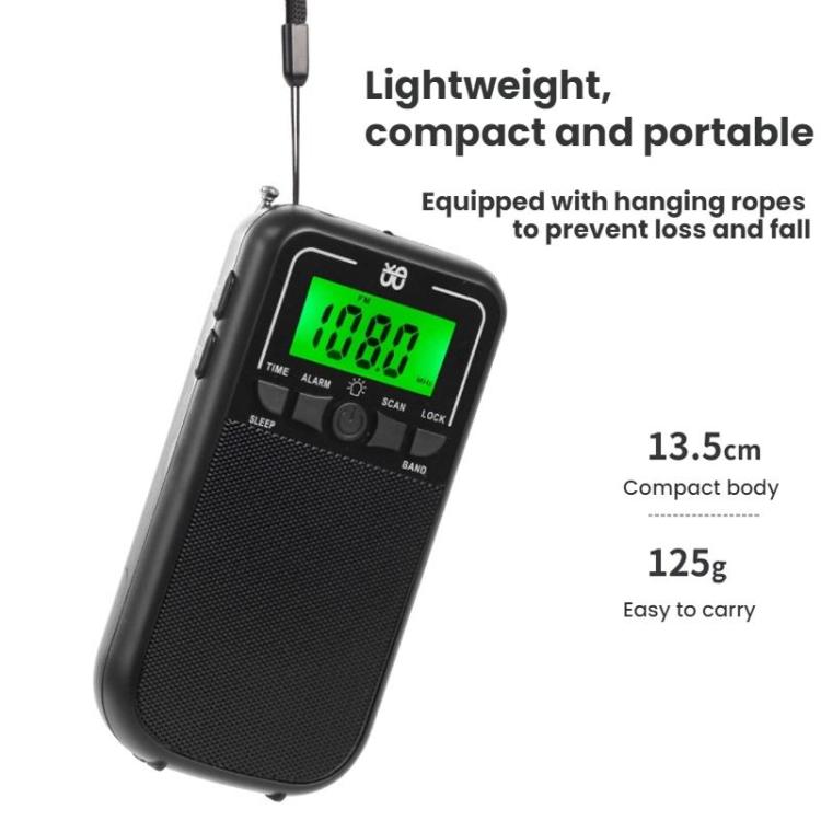Reproductor de radio portátil multibanda FM/AM/SW de alta sensibilidad con control por reloj, For EU, For US