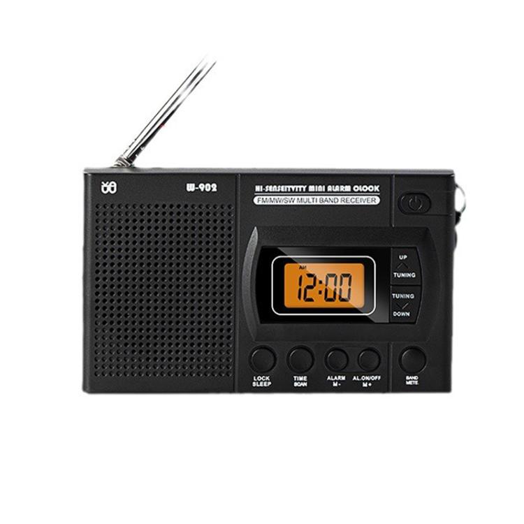 Reproductor de radio portátil con pantalla LCD y control de reloj, compatible con FM/AM/SW de banda completa., For EU, For US