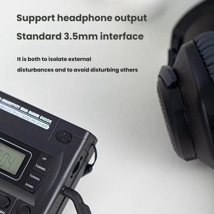 Reproductor de radio portátil con pantalla LCD y control de reloj, compatible con FM/AM/SW de banda completa., For EU, For US