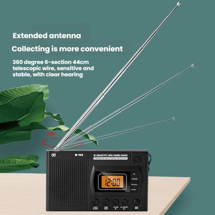 Reproductor de radio portátil con pantalla LCD y control de reloj, compatible con FM/AM/SW de banda completa., For EU, For US