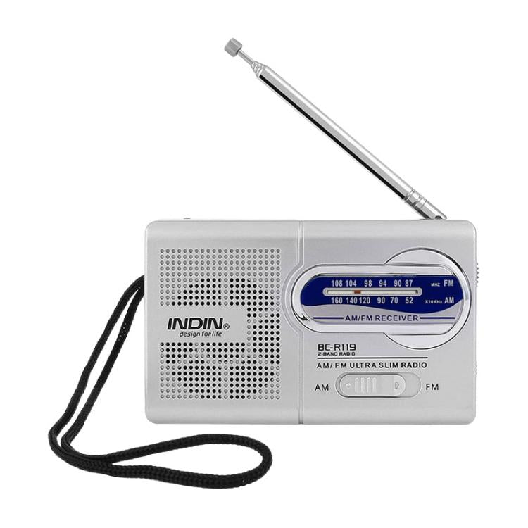 Radio portátil AM/FM INDIN BC-R119 para personas mayores, 530-1610 kHz AM y 88-108 MHz FM, radio de emergencia ligera., BC-R119