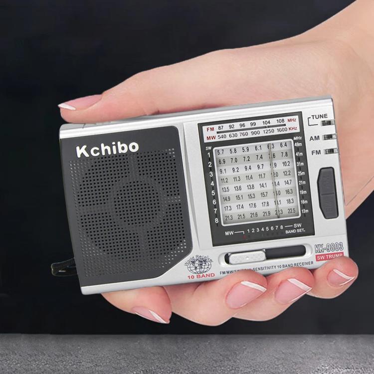 Radio portátil Kchibo de 10 bandas AM/FM/SW con altavoz de alta fidelidad y receptor multibanda compacto mini., KK-9803