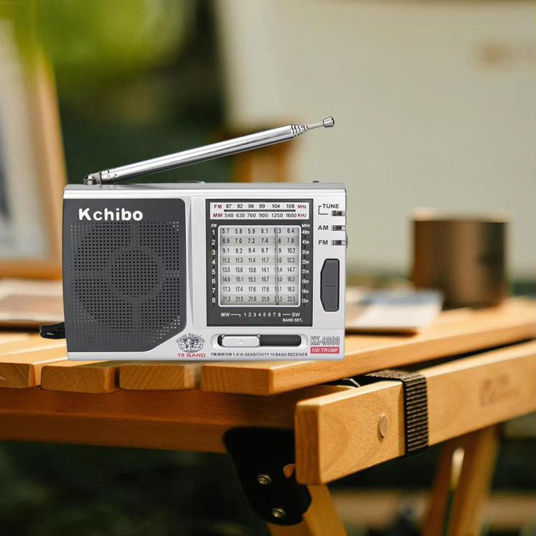 Radio portátil Kchibo de 10 bandas AM/FM/SW con altavoz de alta fidelidad y receptor multibanda compacto mini., KK-9803