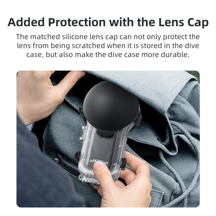 Carcasa sumergible totalmente invisible e impermeable para Insta360 X5 AMagisn de 60 m/196 pies con sistema de liberación rápida.