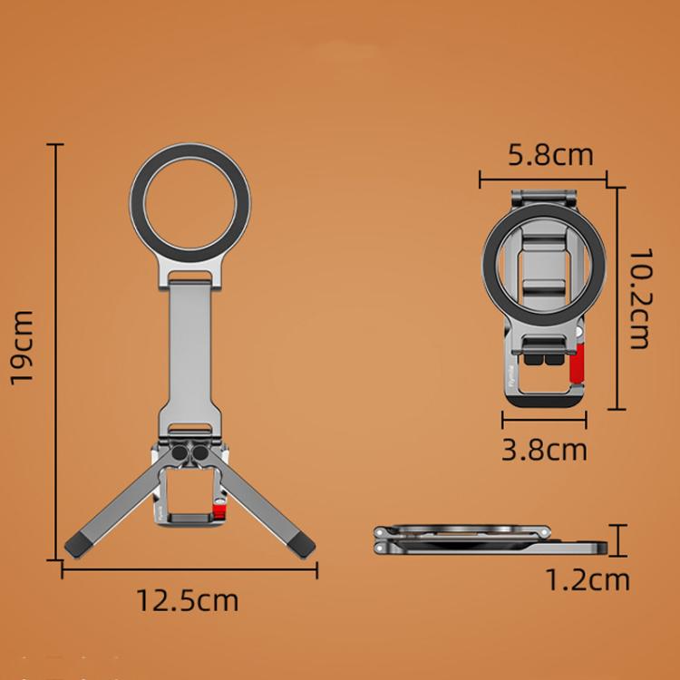 Trípode para teléfono Flymile con mosquetón magnético, soporte de escritorio plegable y tornillo de 1/4 de pulgada., FLY030