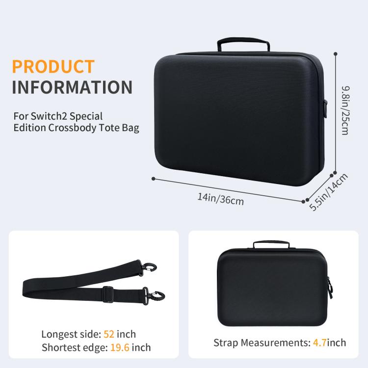 Estuche organizador de almacenamiento todo en uno JYS para Nintendo Switch 2 con correa para el hombro. Compatible con base/consola/controlador Pro/cámara/empuñadura/cargador., JYS-NS2323