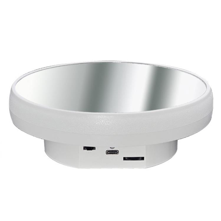 Espejo multiusos con disco giratorio eléctrico, alimentado por batería o USB. Soporte para exhibición en vivo de fotografía., 16cm White, 16cm Black, 16cm Gold, 25cm White, 25cm Black, 25cm Gold