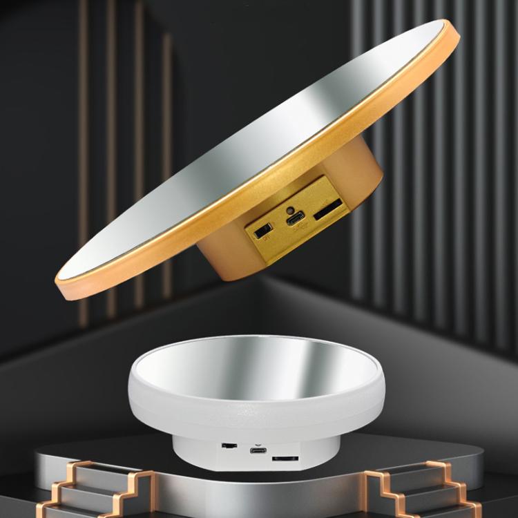 Espejo multiusos con disco giratorio eléctrico, alimentado por batería o USB. Soporte para exhibición en vivo de fotografía., 16cm White, 16cm Black, 16cm Gold, 25cm White, 25cm Black, 25cm Gold