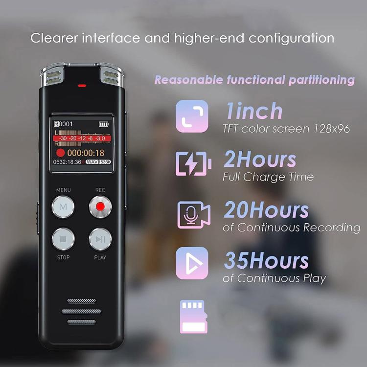 Grabadora de voz digital portátil HD con cancelación de ruido y activación por voz para conferencias., 64GB, 128GB