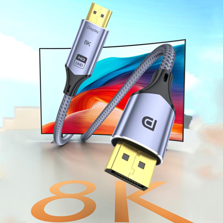 Cable de conversión DP a HDMI 8K 60Hz HD para conexión de TV y ordenador, cable de proyección y monitor., 1m, 2m