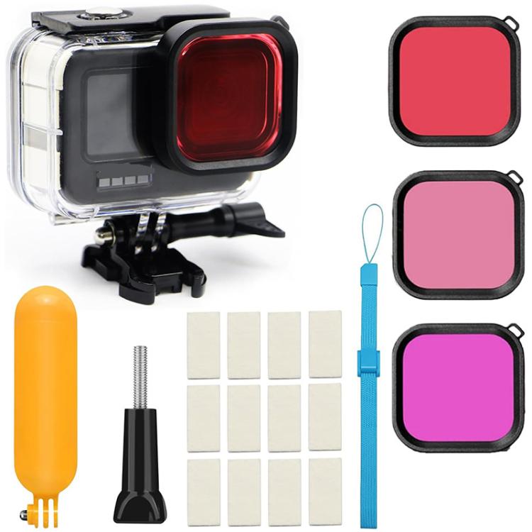Kit de accesorios de buceo con filtro y carcasa impermeable para GoPro HERO12 Black /11 Black /10 Black /9 Black, For GoPro HERO12 Black /11 Black
