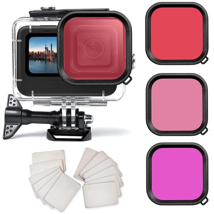 Kit de accesorios de buceo con filtro y carcasa impermeable para GoPro HERO12 Black /11 Black /10 Black /9 Black, For GoPro HERO12 Black /11 Black