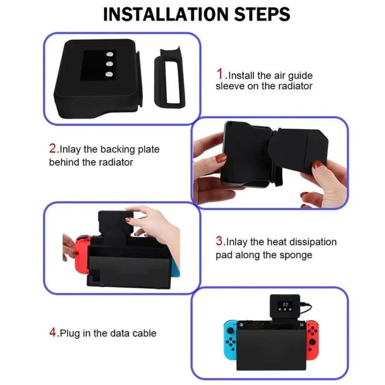 Radiador de escape para consola Nintendo Switch 2 / Switch con pantalla de temperatura, RDS-2827 White, RDS-2827  Black