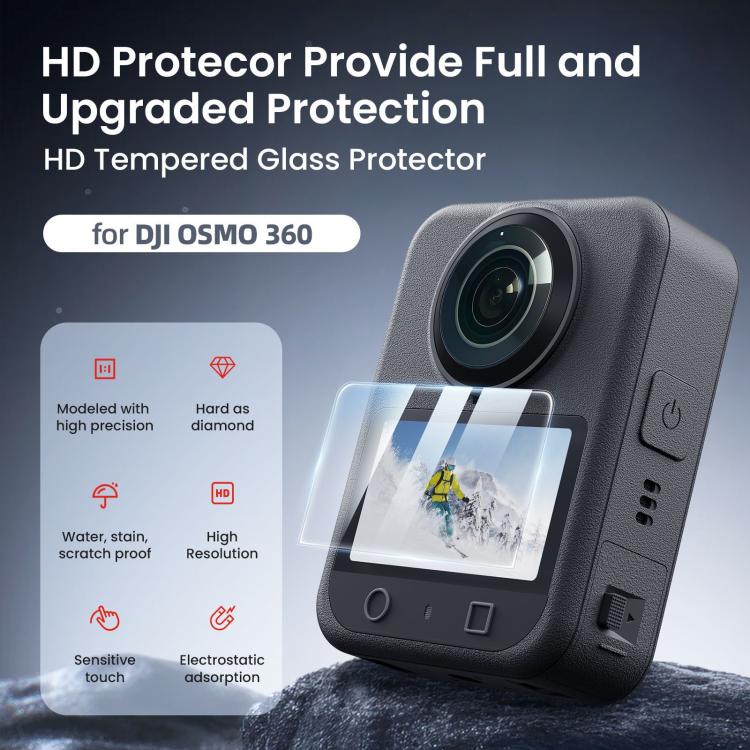 Protector de pantalla de vidrio templado AMagisn HD para cámara DJI Osmo 360, 1 Set, 2 Sets