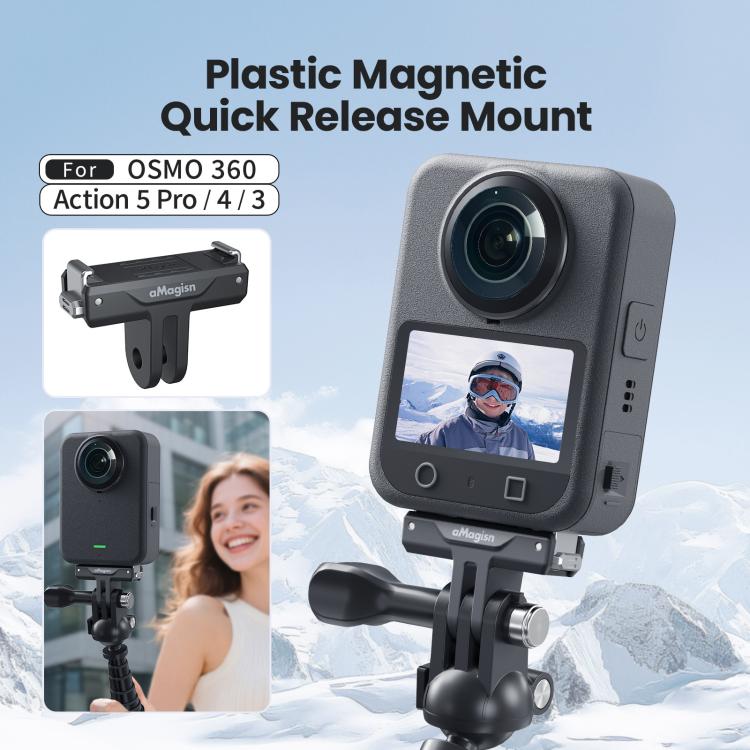 Adaptador magnético de liberación rápida aMagisn con base de plástico a presión para DJI Osmo 360/Action 5 Pro/4/3, AA25