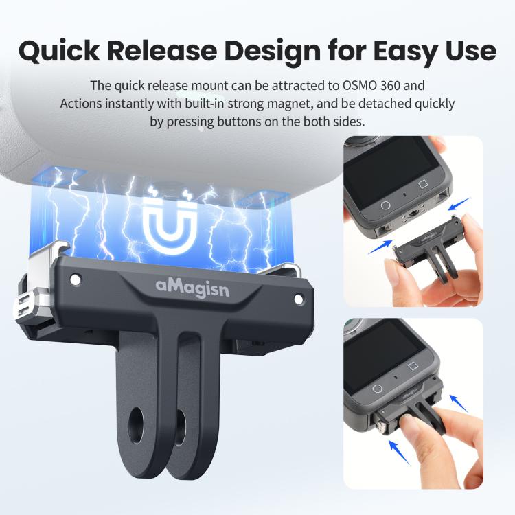 Adaptador magnético de liberación rápida aMagisn con base de plástico a presión para DJI Osmo 360/Action 5 Pro/4/3, AA25