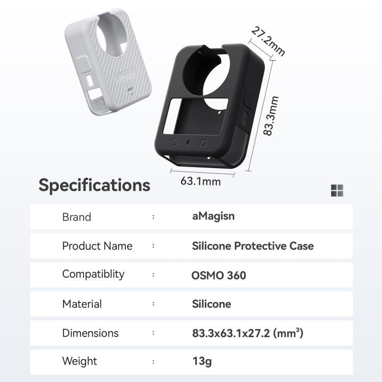 Juego de fundas de silicona aMagisn para la cámara DJI Osmo 360, con tapa para el objetivo y cordón para el cuello.