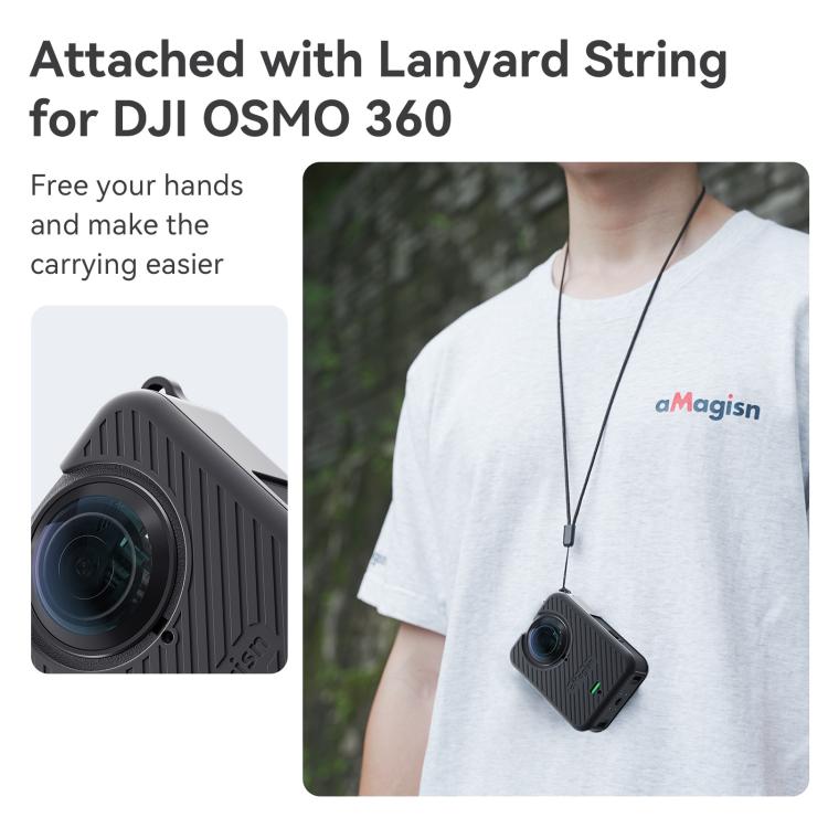 Juego de fundas de silicona aMagisn para la cámara DJI Osmo 360, con tapa para el objetivo y cordón para el cuello.