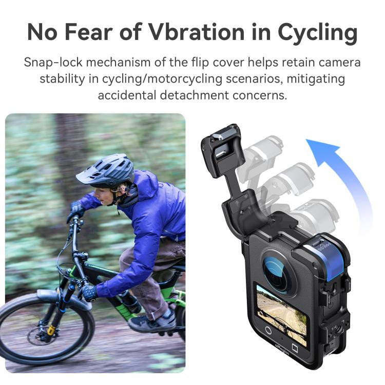 Jaula metálica de liberación rápida AMagisn para DJI Osmo 360 con tapas de lente dobles/individuales y soporte para cámara.