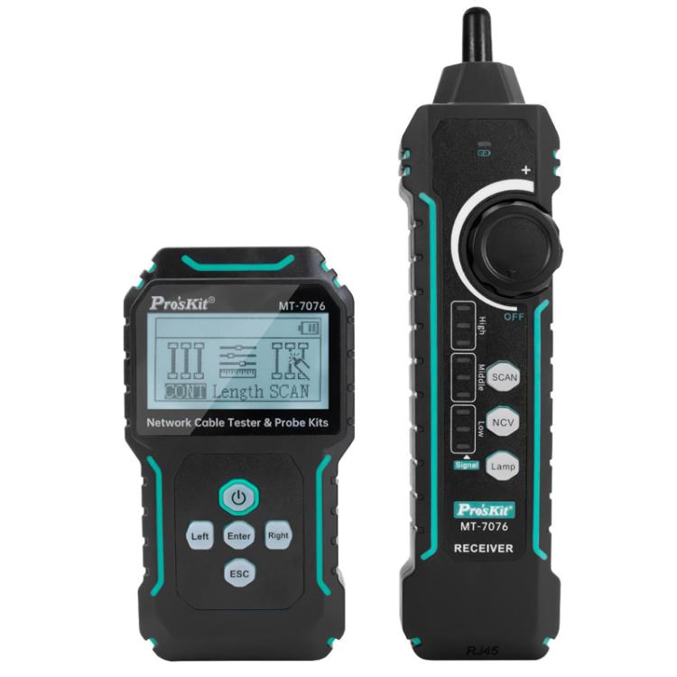 Localizador de cables para pruebas de red antiinterferencias ProsKit MT-7076 con pantalla LCD, MT-7076