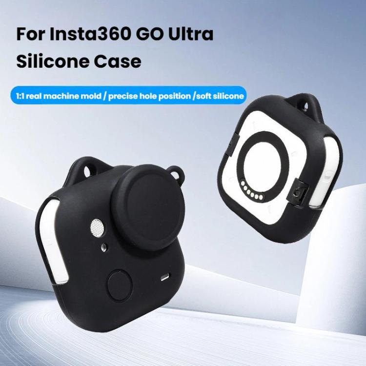Funda de silicona y tapa de lente Insta360 GO Ultra con cordón, protector de cuerpo de cámara antiarañazos, Silicone Case & Lens Cap Set