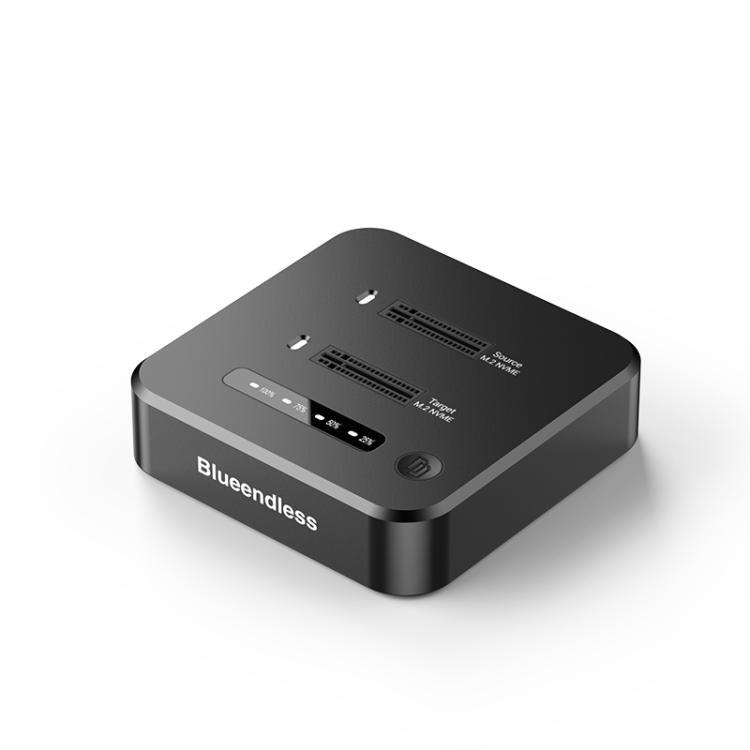 Estación de acoplamiento Blueendless SD08A para SSD M.2 NVMe, carcasa externa de doble bahía USB 3.2 Gen2 de 10 Gbps con función de clonación sin conexión con un solo botón., US Plug, EU Plug, UK Plug