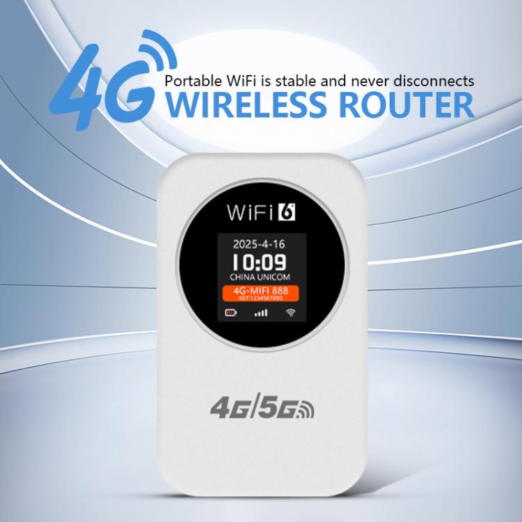 Punto de acceso WiFi portátil 4G/5G de 300 Mbps, router móvil con pantalla de hora y batería integrada de 3000 mAh., Asia Edition, Eurasian Edition