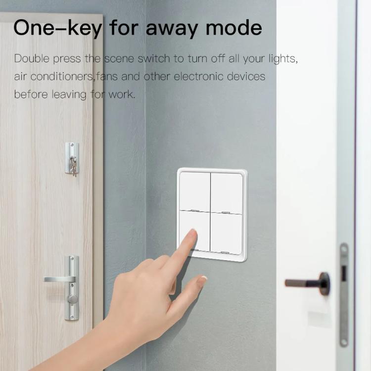 Interruptor inteligente inalámbrico Graffiti Smart Home con temporizador mediante aplicación y 4 botones adhesivos., 4-Buttons