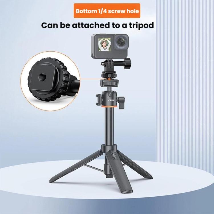 Adaptador VRIG AC24 de 1/4" con montura de zapata fría para cámara de acción, base de zapata fría para trípode externo de cámara.