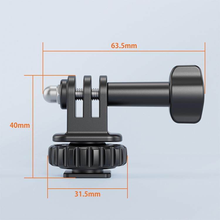 Adaptador VRIG AC24 de 1/4" con montura de zapata fría para cámara de acción, base de zapata fría para trípode externo de cámara.