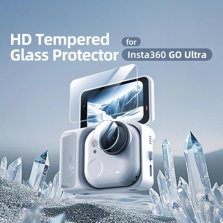 Protector de pantalla de cristal templado aMagisn para Insta360 GO Ultra y película para la lente de la cámara., 1 Set, 2 Sets
