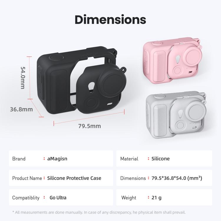 Funda protectora de silicona aMagisn para Insta360 Go Ultra. Carcasa de protección integral.