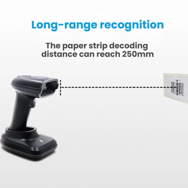 Escáner de código de barras QR inalámbrico de largo alcance con base., Single 2.4G, 2.4G + Bluetooth