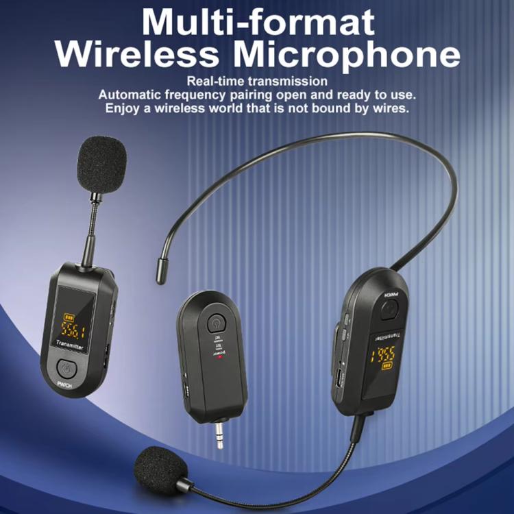 Amplificador de micrófono inalámbrico 2.4G, micrófono portátil, 1 In 1 Lapel Clip, 1 In 1 Headwear, 1 In 2 Lapel Clip, 1 In 2 Headwear