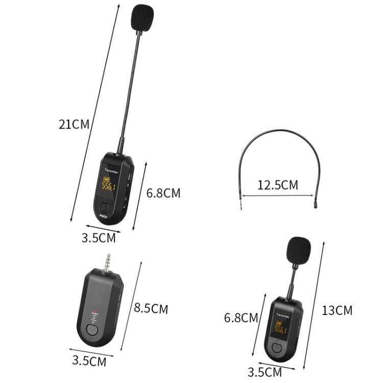Amplificador de micrófono inalámbrico 2.4G, micrófono portátil, 1 In 1 Lapel Clip, 1 In 1 Headwear, 1 In 2 Lapel Clip, 1 In 2 Headwear