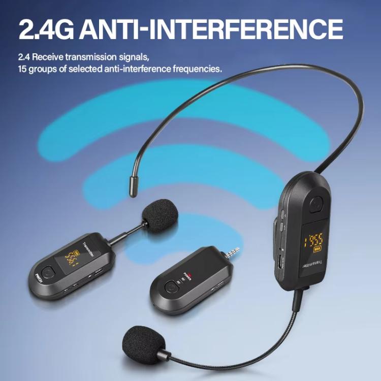 Amplificador de micrófono inalámbrico 2.4G, micrófono portátil, 1 In 1 Lapel Clip, 1 In 1 Headwear, 1 In 2 Lapel Clip, 1 In 2 Headwear