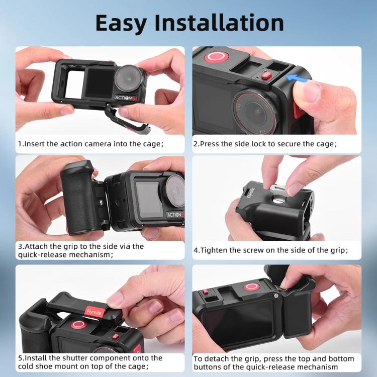 Kit de jaula de expansión para empuñadura de tiro callejero Flymile para DJI Action 5 Pro/4/3, Street Grip Cage Kit