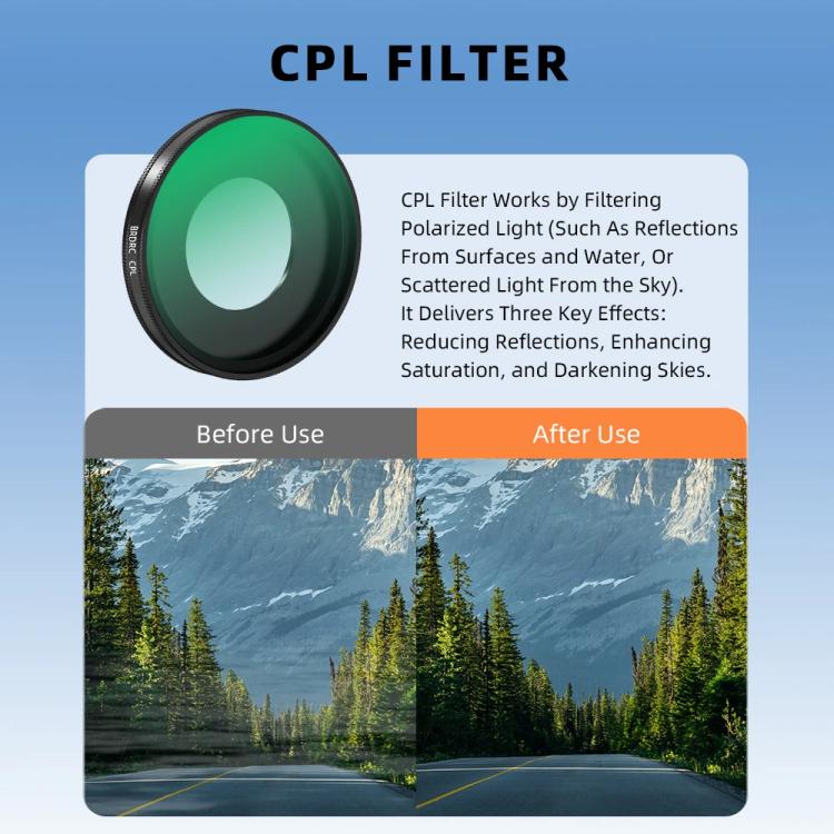 Accesorios para cámara con filtro de lente BRDRC para Insta360 Go Ultra, UV, CPL, ND16, ND8+ND16+ND32