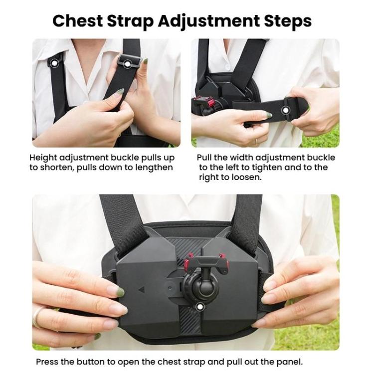 Arnés de pecho magnético universal de liberación rápida para cámaras de acción con grabación manos libres POV, Chest Mount