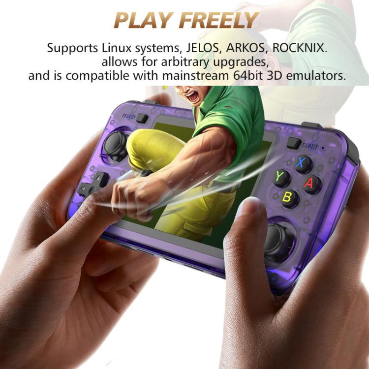 Consola de juegos portátil retro de bolsillo R36H con pantalla IPS de 3,5 pulgadas, 64G Transparent Purple, 64G Transparent Black, 64G White, 128G Transparent Purple, 128G Transparent Black, 128G White