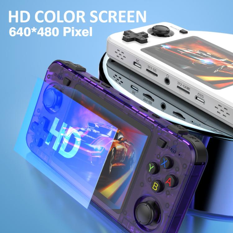 Consola de juegos portátil retro de bolsillo R36H con pantalla IPS de 3,5 pulgadas, 64G Transparent Purple, 64G Transparent Black, 64G White, 128G Transparent Purple, 128G Transparent Black, 128G White