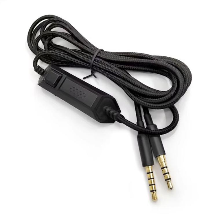Cable de audio trenzado de 2 m para auriculares gaming Logitech Astro A10 / A40, Silver Plug Straight Through, Silver Plug Wired Controller, Black Plug Wired Controller